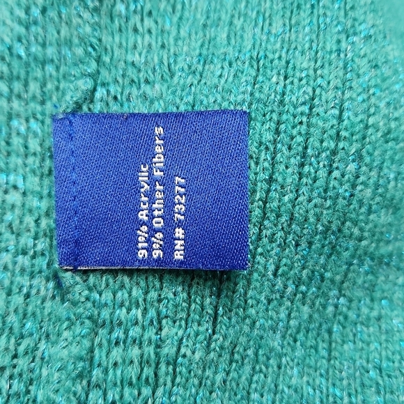 Metallic Threaded Teal Blue Sleeveless Sweater Top - Picture 4 of 4